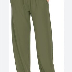 High Waisted Harem Olive Size Large Skin Friendly Pants Silky Soft W/pockets